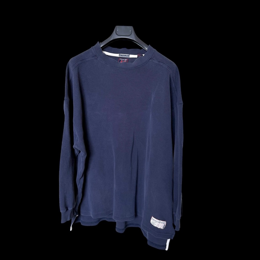 American Eagle Outfitters Field Jersey Ribbed Long Sleeve Shirt Navy Blue XL